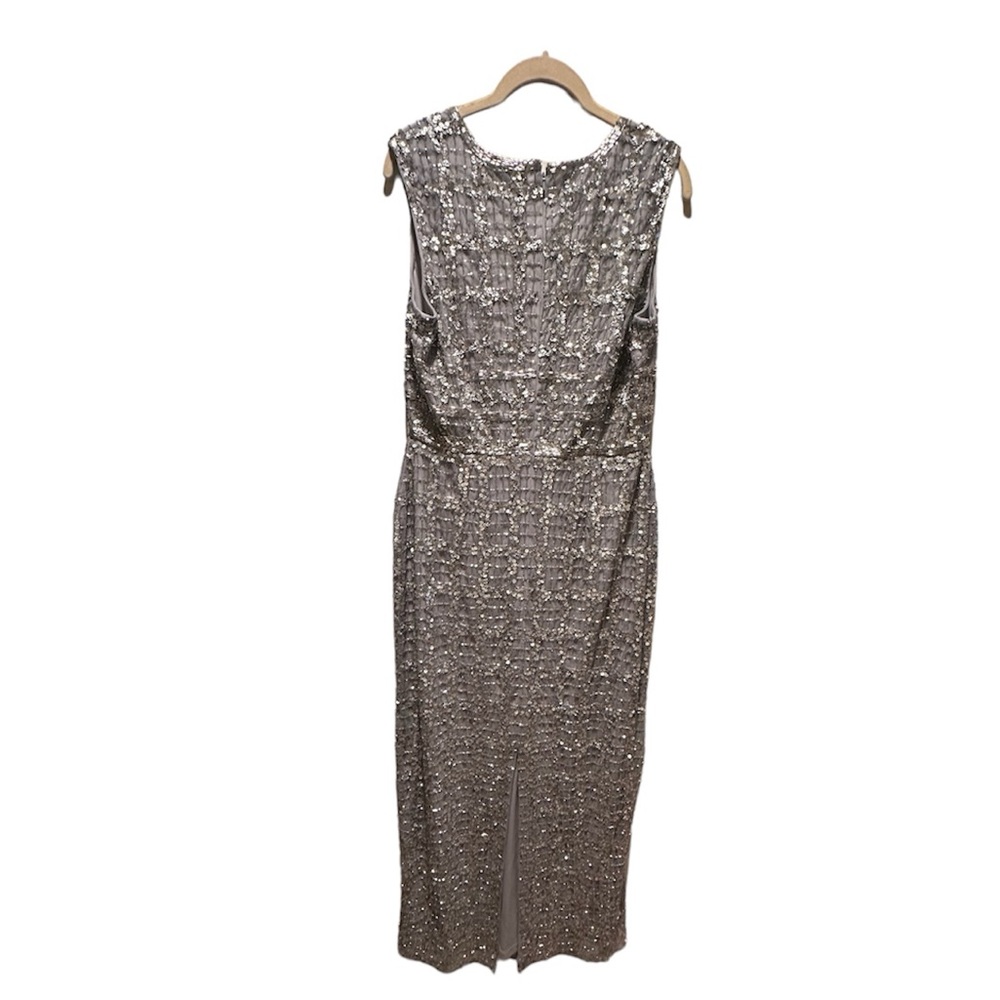 Mac Duggal BEADED SLEEVELESS TEA LENGTH SHEATH DRESS NWT Size 8 - Picture 5 of 10
